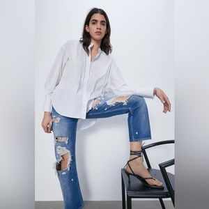 Zara Wonen Jeans ZW Premium Straight Cropped 9863/046 Size 8 NWT